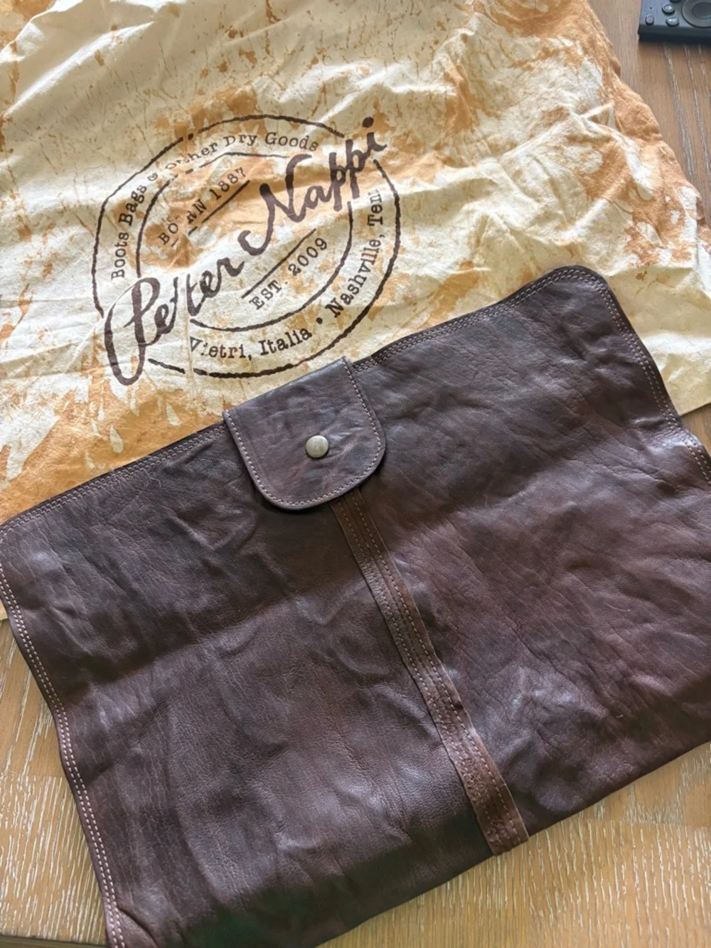 Peter Nappi Brown Leather Men’s Document Sleeve